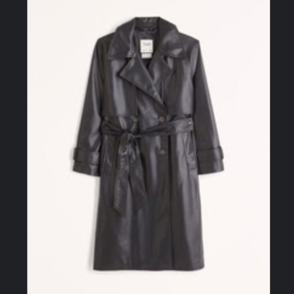 abercrombie vegan leather trench coat